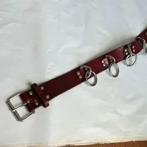 Accessories | Vintage Brown Leather Five Metal Ring Belt  display picture 2